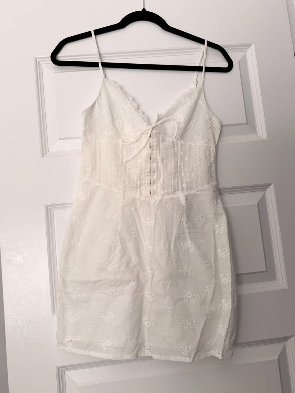 White Fox Boutique White Eyelet Tie-Front Sundress